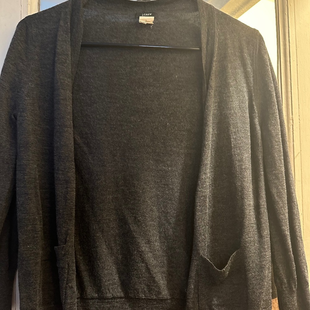 100% merino wool grey JCrew cardigan